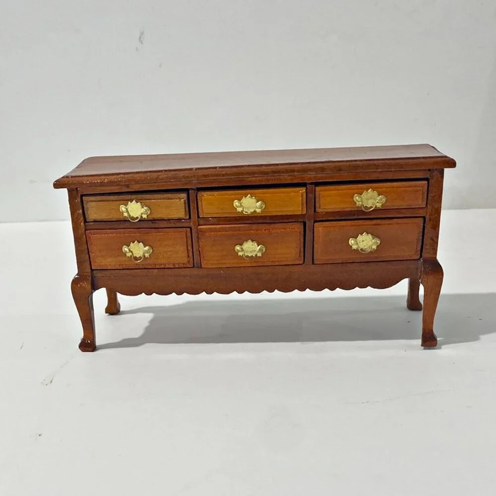 Dollhouse Furniture Three Hands Corp 5 Pc China Cabinet Buffet 3 Chair+ 2  Free - Picture 5 of 11